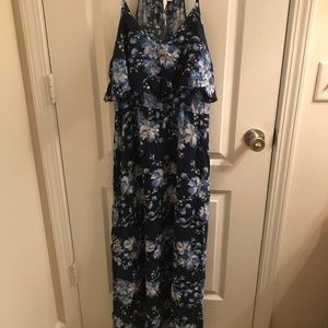 LC Lauren Conrad Ble floral Maxi Dress size Large!